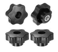 Homeponnew Set di 4 pomelli a forma di stella, M8, filettatura interna, in plastica, con inserto in ottone, diametro 38 mm e 48 mm, nero, per attrezzature meccaniche e progetti fai da te (48 mm)