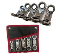 Homeponnew Set di 5 chiavi combinate a cricchetto da 8-19 mm Flex-Stubby a 12 punte doppie per spazi ristretti, in acciaio al cromo-vanadio