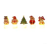 Homeponnew Set di 6 candele a LED con decorazioni a tema natalizio come pupazzi di neve e alberi, luci senza fiamma alimentate a batteria per una decorazione sicura e accogliente per la casa e le