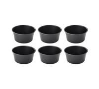 Homeponnew Set di 6 stampi per budino a forma di coppetta per muffin, in acciaio al carbonio, con rivestimento antiaderente, 100 ml/200 ml, forma rotonda, per friggitrice ad aria, forno e snack