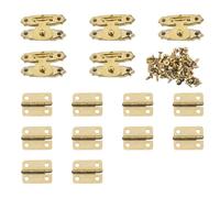 Homeponnew Set di cerniere antiche per armadietti, 15 pezzi, tra cui 10 cerniere, 5 cerniere di bloccaggio, chiodi e viti per scatole di legno, gioielli, vino, utensili - bronzo verde e finitura oro