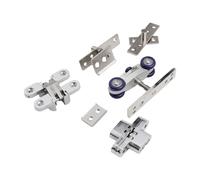 Homeponnew Set di cerniere per porte pieghevoli in lega di zinco con puleggia in nylon per un funzionamento regolare, accessori hardware per porte scorrevoli resistenti, argento