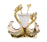 Homeponnew Set di stoviglie con base a forma di cigno con 6 cucchiai e 6 forchette, posate in lega per caffè e dessert, per casa, bistrot e feste