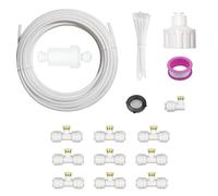 Homeponnew Sistema di nebulizzazione da giardino e patio, tubo spray da 10 m con 10 adattatori in ottone, giunti a T, resistente ai raggi UV, resistente alle perdite, raffreddamento per spazi esterni