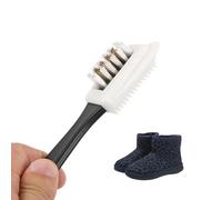 Homeponnew Spazzola per scarpe in pelle scamosciata su entrambi i lati per pulizia e condizionamento, con testa in gomma morbida e setole in nylon per una cura delicata dei tessuti