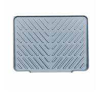 Homeponnew Tappetino scolapiatti in silicone con bordo di scarico, tappetino antiscivolo per bancone della cucina, rivestimento per frigorifero e tappetino resistente al calore, 40 x 31 cm, grigio