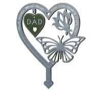 Homeponnew Targa commemorativa da giardino in zinco a forma di cuore con farfalla e fiore per ricordare la famiglia, resistente alle intemperie, decorazione per prato, tomba o cimitero