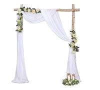 Homeponnew Tessuto drappeggiato per archi nuziali, 300 x 75 cm, chiffon di poliestere trasparente, per matrimoni all'aperto, addio al nubilato e cerimonie in chiesa (bianco)