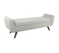 HomePop Panca moderna con gambe in legno per la casa, con contenitore, per soggiorno e camera da letto, grande, tessuto grigio