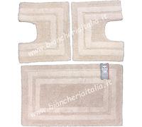 HomePro SET 3 PEZZI tappeto bagno SIRIO n.2 cm.50x40+ 1 cm.50x80 FARINA