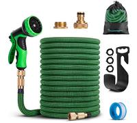 HOMEPROTEK Tubo Acqua Giardino Estensibile Da Giardino 30 Metri Con Pistola Acqua Giardino a 9 Modalità di Spruzzo - Tubo Irrigazione con Raccordi in Ottone da 1/2" e 3/4