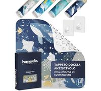 homerella® Tappeto doccia antiscivolo 53x53cm incl. 2 Ganci - Tappetino doccia sensibile alla pelle - Tappeto per doccia rettangolare - Tappetini antiscivolo per doccia bambini