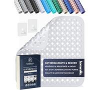 homerella® Tappeto doccia antiscivolo 53x53cm [INCL. Ganci] - Tappetino doccia antiscivolo sensibile alla pelle - Tappeto per doccia antiscivolo rettangolare - Tappetini antiscivolo per doccia