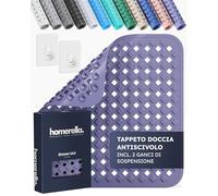 homerella® Tappeto doccia antiscivolo 53x53cm [INCL. Ganci] - Tappetino doccia antiscivolo sensibile alla pelle - Tappeto per doccia antiscivolo rettangolare - Tappetini antiscivolo per doccia