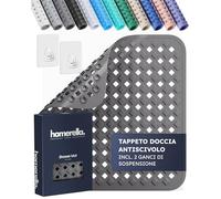 homerella® Tappeto doccia antiscivolo 53x53cm [INCL. Ganci] - Tappetino doccia antiscivolo sensibile alla pelle - Tappeto per doccia antiscivolo rettangolare - Tappetini antiscivolo per doccia