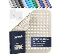 homerella® Tappeto doccia antiscivolo 53x53cm [INCL. Ganci] - Tappetino doccia antiscivolo sensibile alla pelle - Tappeto per doccia antiscivolo rettangolare - Tappetini antiscivolo per doccia