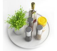 Homeryas Bambù Organizer Girevole, Portaspezie Girevole, Per Cucina Vassoi Girevoli Vassoio Girevole Portaoggetti Girevole Portaspezie Vassoio Portaoggetti Per Spezie, Frutta, Snack - 30cm - Bianco