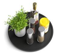 Homeryas Bambù Organizer Girevole, Portaspezie Girevole, Per Cucina Vassoi Girevoli Vassoio Girevole Portaoggetti Girevole Portaspezie Vassoio Portaoggetti Per Spezie, Frutta, Snack - 30cm - Nero