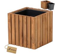 HOMERZO Fioriera in legno - impermeabilizzata e resistente agli agenti atmosferici - con inserto in plastica rimovibile - Vaso per piante e fioriera per balcone, giardino, terrazzo (Verticale marrone
