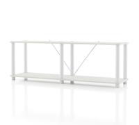 HOMES: Inside + Out Apexa - Scaffale moderno a 2 ripiani, extra largo, da collezione, facile da montare, organizer per la casa, per soggiorno, camera da letto, ufficio, garage, colore bianco