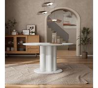 HOMES: Inside + Out Elara - Tavolo da pranzo ovale moderno, 137 cm, con base scanalata, fino a 4 posti, per casa, cucina, soggiorno, colore: bianco