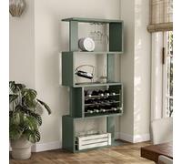 HOMES: INSIDE + OUT Rucks - Armadietto da vino moderno in legno con ripiani aperti, portabottiglie rimovibile e griglia per calici, per cucina, soggiorno, sala da pranzo, colore: verde salvia