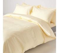 Homescapes - 330 numero di thread - (non - filato ritorto) Ultrasoft - Crema (raso con Stripe) copripiumino e 1 federa Set - singolo - 100% cotone egiziano Percalle - Anti Acaro della polvere