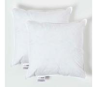 HOMESCAPES Confezione da 2 Inserti per Cuscino in Piume d'Oca di Lusso 45 cm x 45 cm (18 x 18") con Elastico a Righe e Copertura Anti-Piume, Imbottitura Generosa, Imbottitura Ipoallergenica