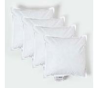 HOMESCAPES Confezione da 4 lussuosi inserti per cuscino in piuma d'anatra, 30 x 30 cm, perfetto rimbalzo e copertura a prova di piuma, imbottitura generosa, ipoallergenici, certificati RDS, lavabili