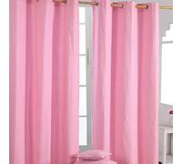 HOMESCAPES - Coppia di tende con occhielli, tinta unita, 137 cm (54") di larghezza x 228 cm (90") di lunghezza, tende pesanti senza fodera, colore: rosa