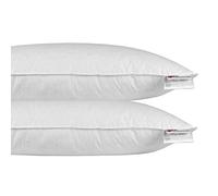 HOMESCAPES Cuscino 40 x 80 cm, set di 2, cuscini in piuma e piumino d'anatra e cotone, ipoallergenico e antiacaro, cuscino letto per adulti