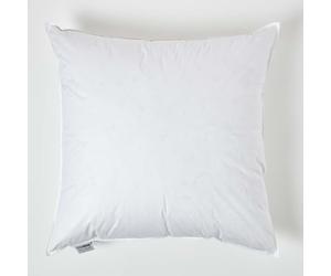 Homescapes, cuscino alla francese bianco in cotone naturale 100% con imbottitura in piume d'oca, antiacari, cuciture a punto doppio, anallergico, lavabile in lavatrice, White, 26 x 26" (65 x 65 cm)