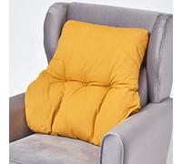 HOMESCAPES Cuscino lombare ergonomico, cuscino di posizionamento supporto schienale in cotone, per sedia, poltrona e auto, giallo senape, 58 x 68 x 15 cm