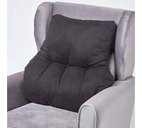 HOMESCAPES Cuscino lombare ergonomico, cuscino di posizionamento supporto schienale in suedette, per sedia, poltrona e auto, nero, 58 x 68 x 15 cm