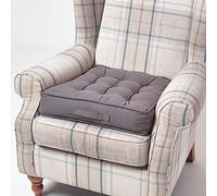 HOMESCAPES Cuscino per seduta rialzata in cotone quadrato, 50 x 50 cm, grigio ardesia
