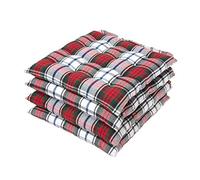 HOMESCAPES Cuscino quadrato per sedia 40 x 40 cm, set di 4 cuscini per sedia trapuntati in cotone, plaid scozzese rosso