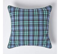 Homescapes - Federa per cuscino in 100% cotone, motivo a quadri, misura grande, 60 x 60 cm, quadrata, 61 x 61 cm, colore: Verde scozzese e nero, 100% cotone, lavabile