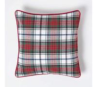 HOMESCAPES Federa per cuscino scozzese rosso e verde, 45 x 45 cm in cotone