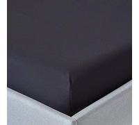 HOMESCAPES Lenzuolo con angoli, 100% cotone egiziano 200 fili, 140 x 190 cm, colore: Nero
