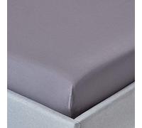 Homescapes - Lenzuolo con angoli elasticizzati grigio scuro 140x190 cm, lenzuolo in 100% cotone egiziano, tessuto con elastico, densità 200 fili