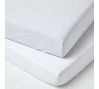 HOMESCAPES Lenzuolo con angoli per lettino da 70x140 cm 2 pezzi 100% percalle di cotone egiziano morbido completamente elastico traspirante facile da pulire 200 fili 400 fili equiv