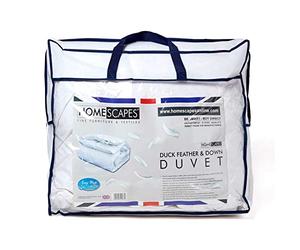 Homescapes Luxury White Duck Feather & Down Duvet - 10.5 Tog - Double - 100% Cotton Anti Dust Mite & Down Proof Fabric - Anti allergen - Box Baffle Construction - Washable at Home Range by Homescapes