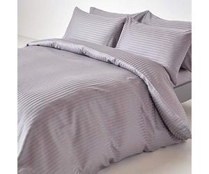 HOMESCAPES Parure da letto in raso di cotone egiziano, copripiumino 230 x 220 cm e 2 federe 50 x 75 cm, percalle a 330 fili, colore: grigio