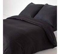 HOMESCAPES Parure da letto in raso di cotone egiziano, copripiumino 240 x 220 cm e 2 federe 80 x 80 cm, percalle a 330 fili, colore: nero