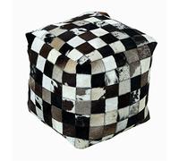 Homescapes Patchwork Designer Pouf Poggiapiedi Pouf marrone in pelle sgabello, con vera pelle di capra Toppe