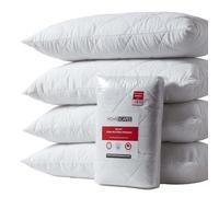 HOMESCAPES Set di 4 federe per cuscino trapuntate in cotone, 40 x 80 cm, certificate Oeko-Tex, ipoallergeniche, con trapuntatura a diamante e chiusura a zip