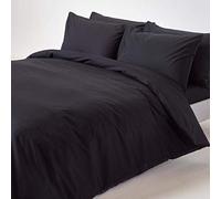 Homescapes - set di biancheria da letto in cotone egiziano, composto da copripiumino in percalle 200 fili a tinta unita con federa/e copricuscino in 100% cotone, colore nero, Cotone, Black, King