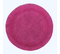 Homescapes Tappetino da bagno rotondo color lampone, 80 cm, in cotone con design reversibile