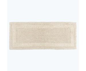 HOMESCAPES Tappeto da bagno lungo, runner di lusso, 100% cotone, reversibile, antiscivolo, lavabile, super assorbente, asciugatura rapida, colore crema naturale