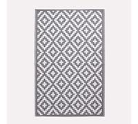Homescapes, tappeto da giardino bianco e grigio, 100% plastica riciclata, 180 x 270 cm, leggero, impermeabile, geometrico da giardino, design azteco "Zoe", tappetino in tessuto per interni ed esterni